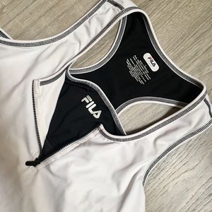 Fila white sports tank top built in black logo bra